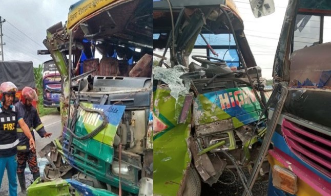 যাত্রীবাহী দুই বাসের মুখোমুখি সংঘর্ষে আহত ২৫